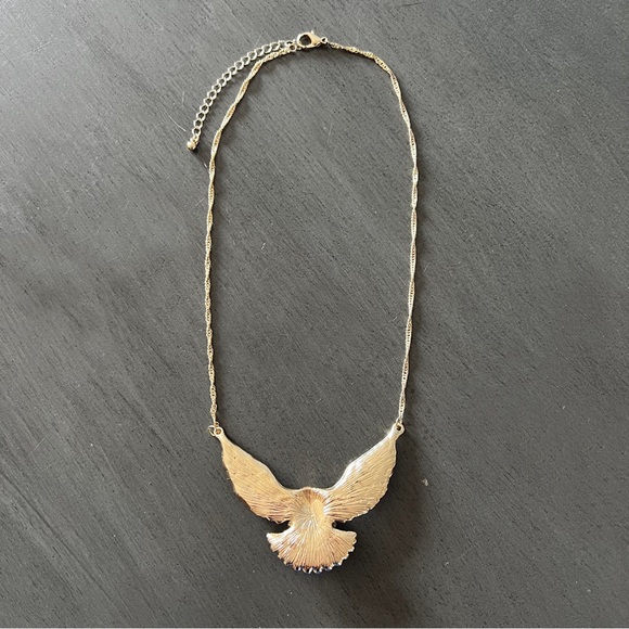 🦅 Gold Copper Eagle Flying Twisted Chain Link Patriotic USA America Necklace - Picture 5 of 5